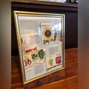 9052A Mid Century Metal Photo Frame with Seed Packet Mag Photos Holds 8” x 10”
